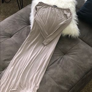 Off the shoulder midi gray bodycon dress